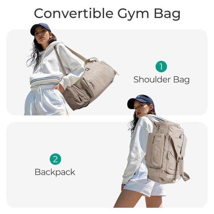 Bagsmart 4-In-1 Tas Gym, Tas Duffle Ringan TSA untuk Perjalanan dengan Kompartemen Sepatu & Kantong 