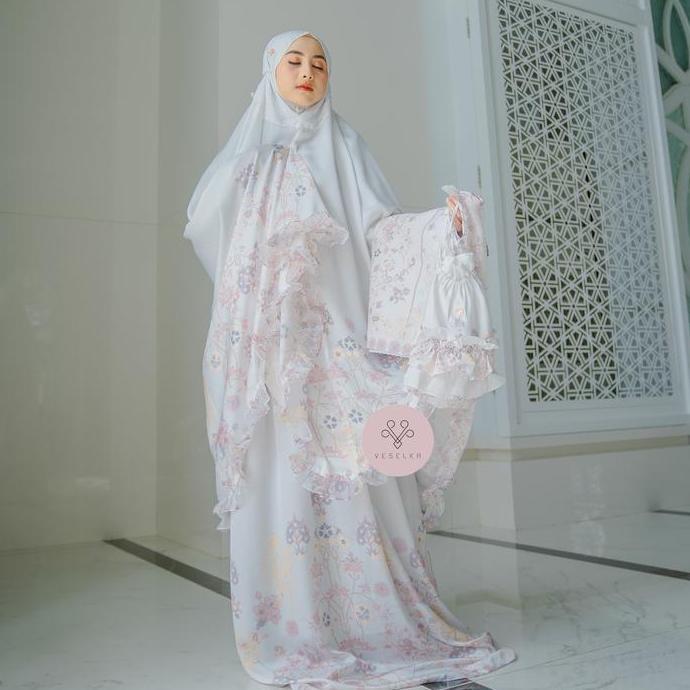 Mukena Dewasa Veselka Iznik Beyaz Mukena Travel Dewasa Motif Printing Sajadah Mahar Pernikahan Hampe