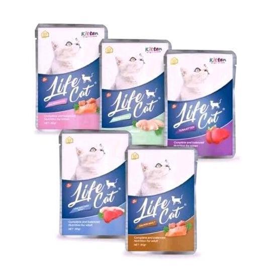 Promo Life Cat Pouch Adult Chicken Tuna - Salmon & Kitten Tuna Chicken Salmon 85gr Makanan Kucing We