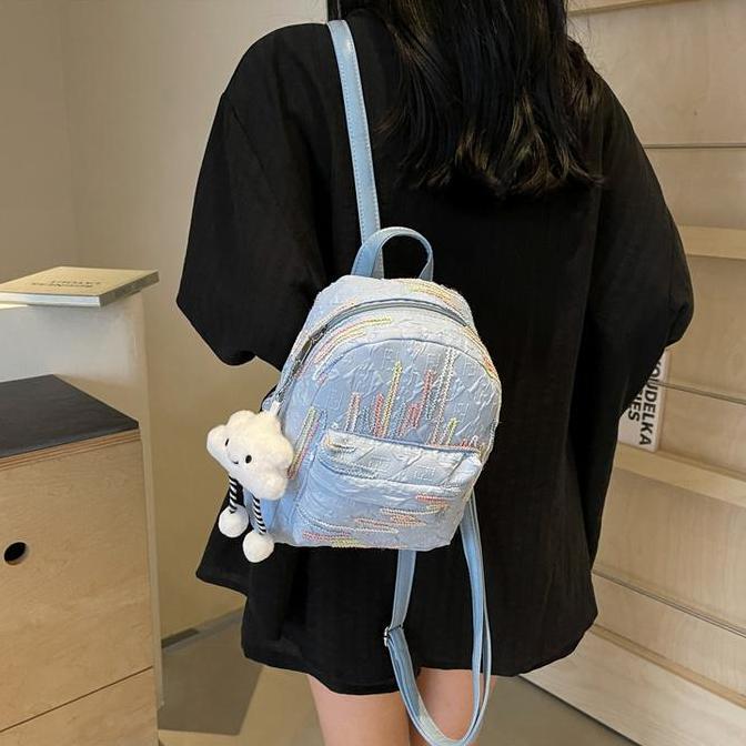 Bavirajuuuuu - Tas Ransel Wanita Plus Gantungan Tas Wanita Model Korea Tas Ransel Mini Backpack Muat