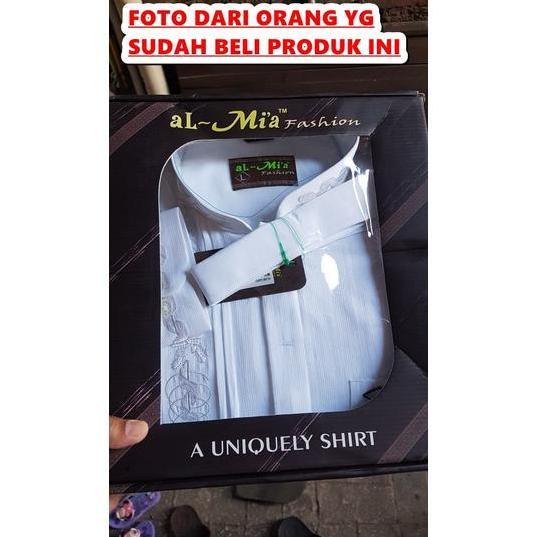 BAJU koko pria al Mia fashion putih lengan panjang kancing almia ORIGI