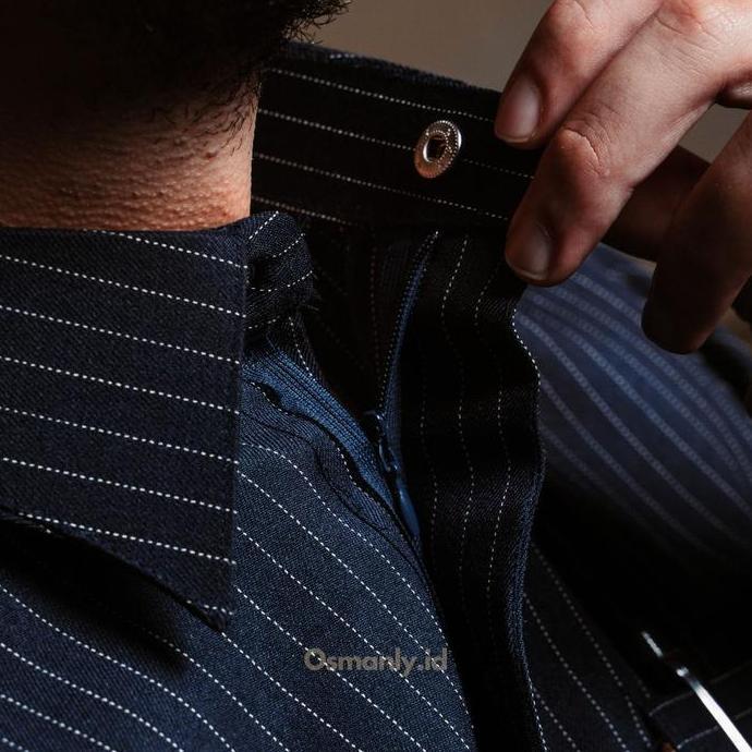 (THOBE EMIR ) - Osmanly Jubah Navy Premium Limited Edition Sultan Semi SlimFit Lengan Panjang Gamis 