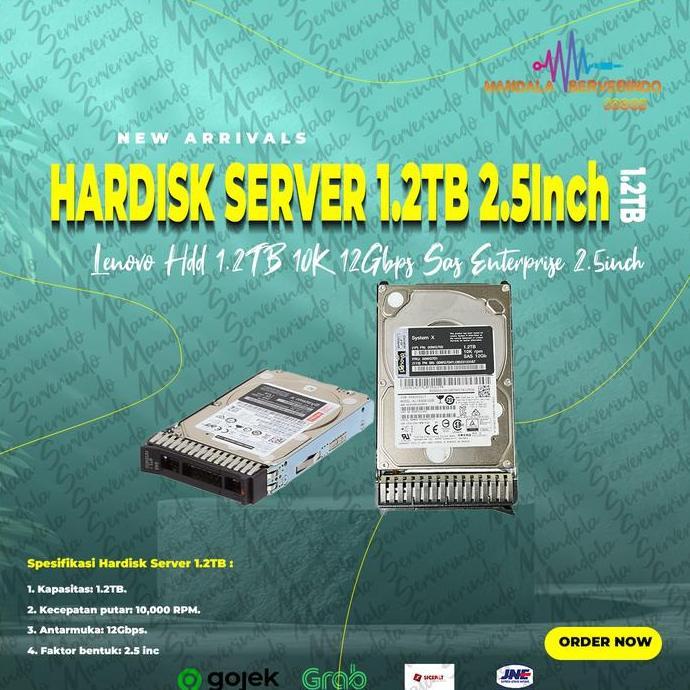 Lenovo Hdd 1.2TB 10K 12Gbps Sas Enterprise  PN : 00WG700 FRU: 00WG701 Hardisk Server IBM LENOVO 2.5i
