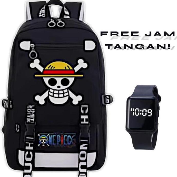 Tas Ransel Anak Karakter OnePiece Tengkorak Kekinian untuk Anak SD TK Smp Laki Perempuan - Fashion L