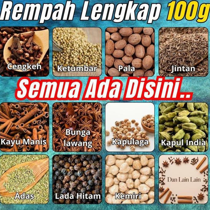 gvika99  - {100g} rempah nusantara lengkap - pala, kayumanis, bunga lawang, cengkeh, ketumbar, kemir