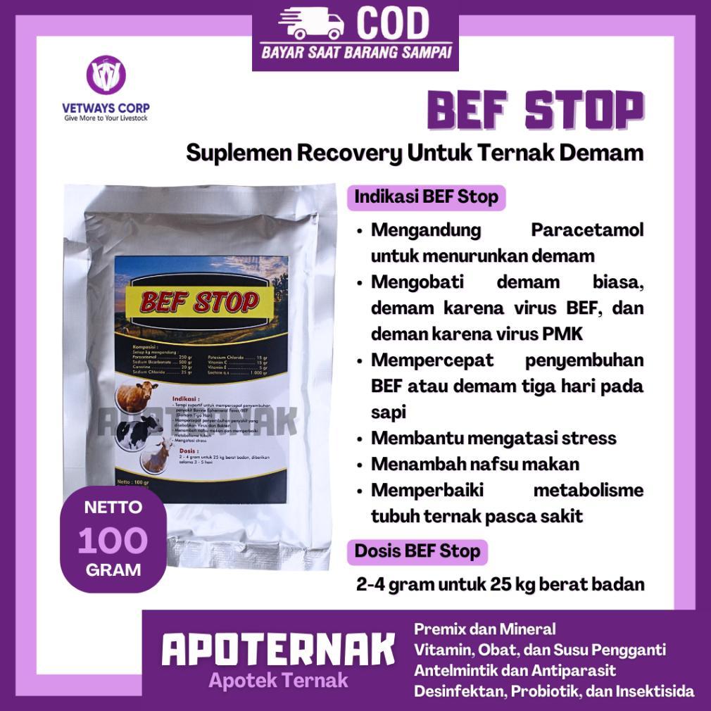 Ready Stock BEF STOP 100 gram - Obat Sapi Ambruk Demam Panas Sapi Kambing Gejala Ngiler dan Ambruk O