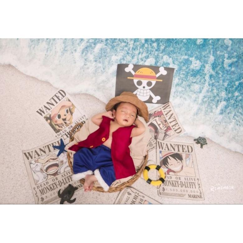 Kostum One Piece Luffy/Set Baju One Piece Kostum Foto Bayi