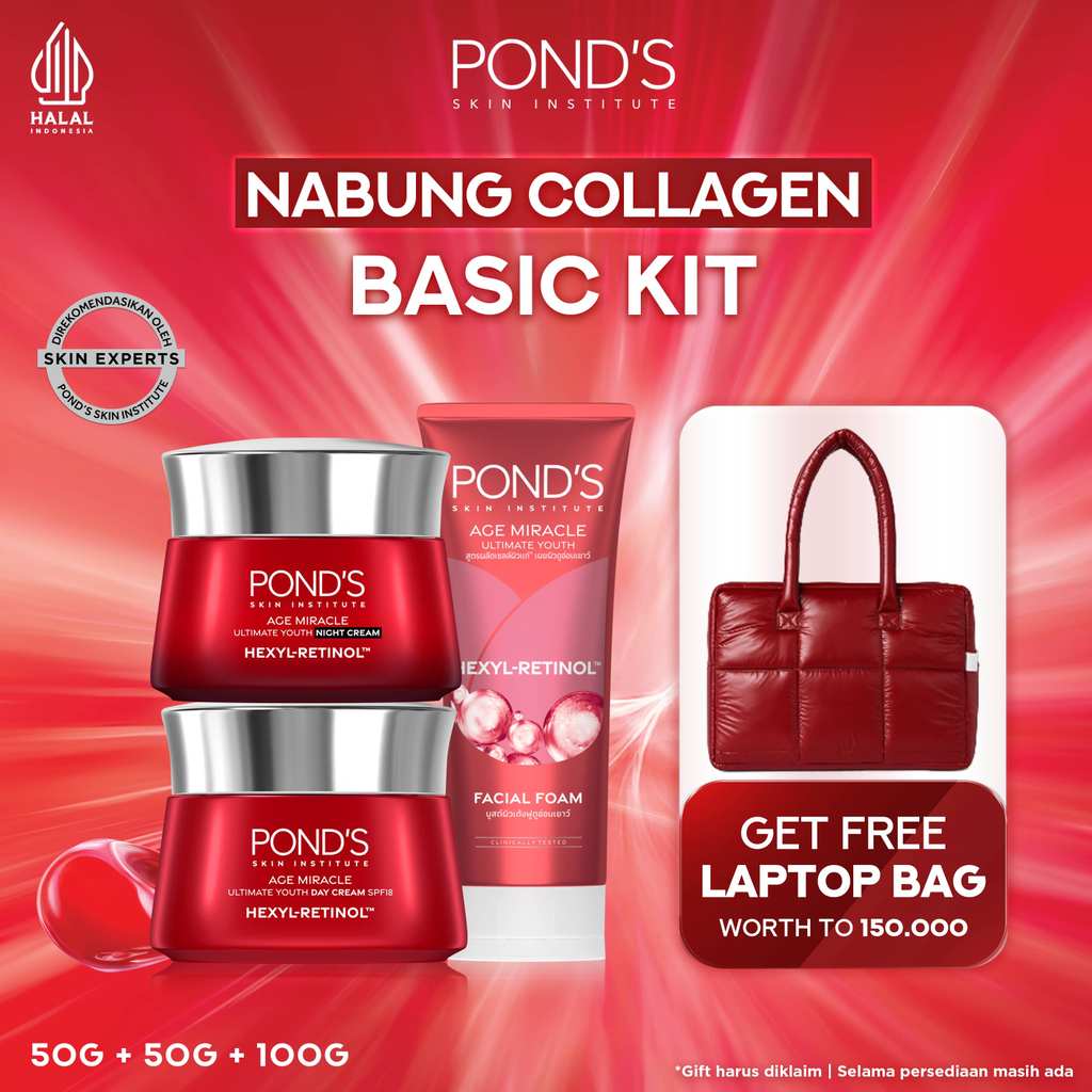 NABUNG COLLAGEN BASIC KIT | PONDS Age Facial Foam 100G + Day Cream 50G + Night Cream 50G | Hexyl-Ret