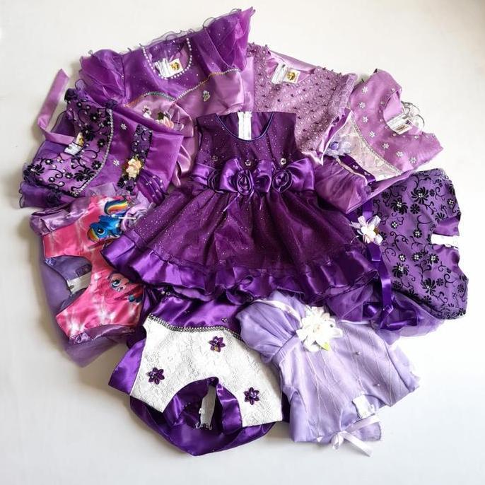 Dress Baju anak dan bayi usia 0-12 tahun warna lilac terlaris kekinian