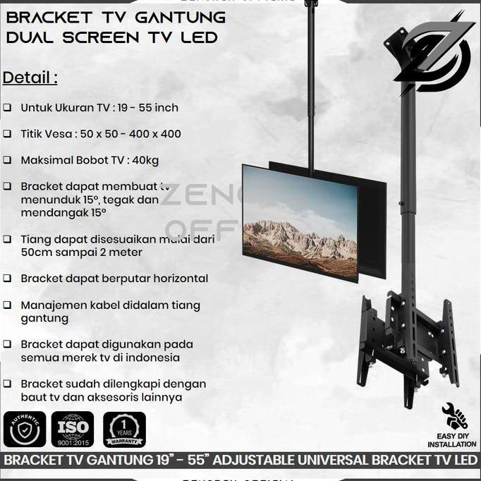 TERLARIS BRAKET BREKET BRACKET TV GANTUNG 55 50 49 43 42 40 32 27 24 22 19 INCH, ADJUSTABLE UNIVERSA