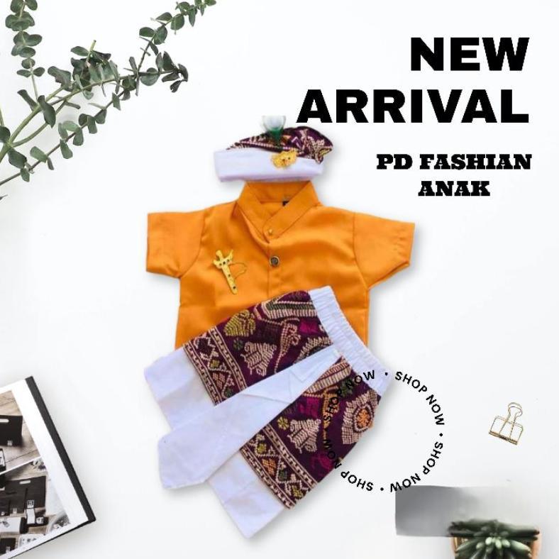 Free Ongkir Setelan Baju Adat Tradisional Anak Laki | Set Umur 3-9 Tahun ( Ples Udeng Atau Blangkon 