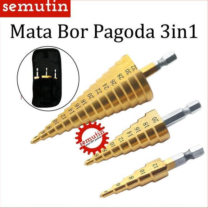 MAQSIC Mata Bor Pagoda 3in1 / Bahan HSS Lapis Titanium / Pouch