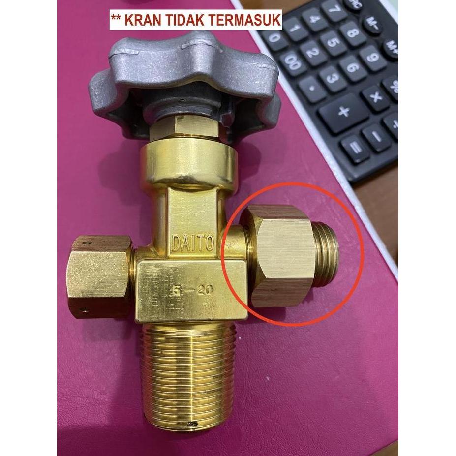 Nepel Adaptor untuk Kran CO2/N2O drat kecil ke Drat Luar 5/8