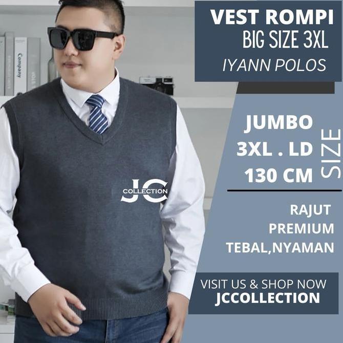 NEW ROMPI RAJUT PRIA JUMBO SIZE POLOS  KNIT VEST BIG SIZE JCCOLLECTIONS / SWEATER JUMBO KNITWEAR PRI