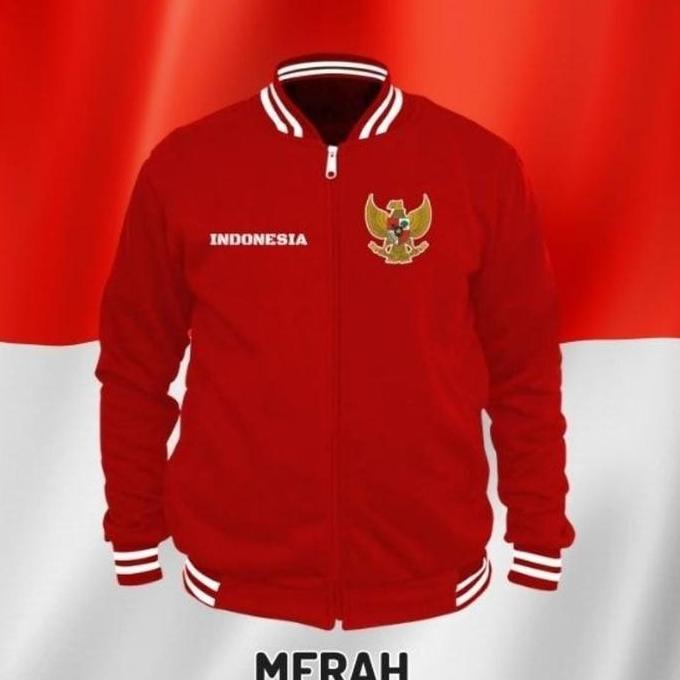 NEW JAKET TIMNAS INDONESIA/JAKET ZIPPER TIMNAS BASEBALL/JAKET ZIPPER PRIA ORI