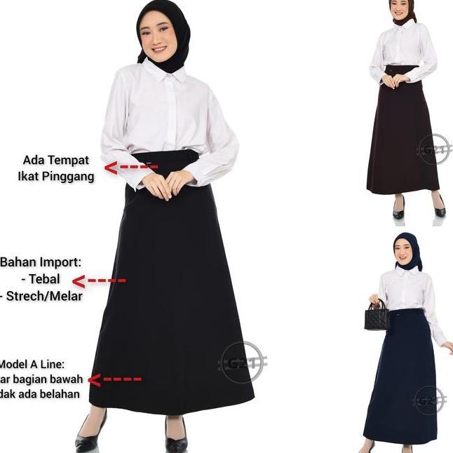Rok Kerja Wanita Panjang Rok Hitam Panjang A Skirt Payung Standar Dan Jumbo Bsize Rok Panjang Kantor