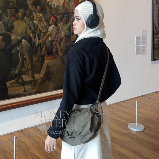 Megan Y2K Bag By Money Alter / Tas Selempang Bahan Kanvas / Military Bag