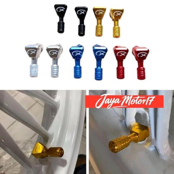 Pentil ban tubles cnc model bengkok 8 MM XENOS sepasang pentil miring tutup pentil motor universal m