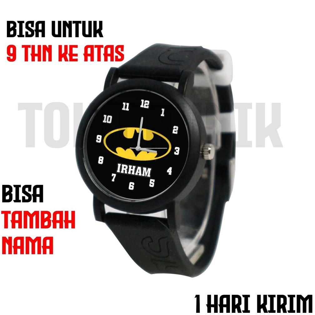 Jam Tangan Anak Laki Custom Nama | Motif Batman Robot | Hadiah Anak SD Karakter Kartun Hero DISKON
