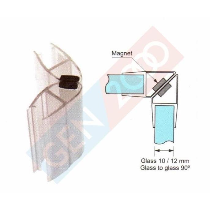 Magnetic Glass Clip Seal Pintu Kaca Sliding Klip Seal Magnet Shower