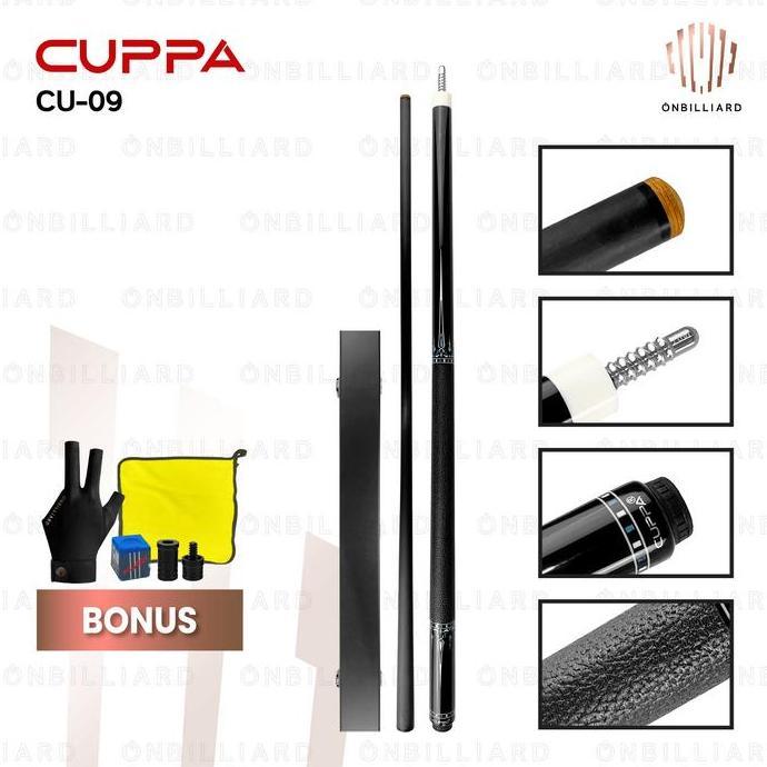 CUPPA CU-09 Lone Shadow Carbon Cue Stick Billiard Carbon Low Deflection Cues