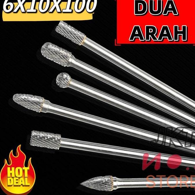 TERLARIS 6X10X100MM MATA BOR MATA TUNER MATA CUNER ROTARY BURR DUA ARAH