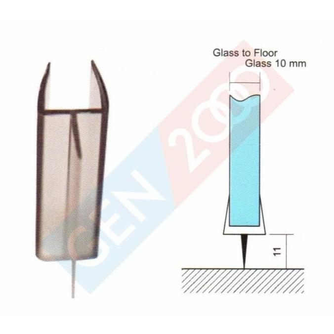 Seal Pintu Kaca Sirip Tengah Glass Clip Seal Sirip Pintu Kaca Tempered