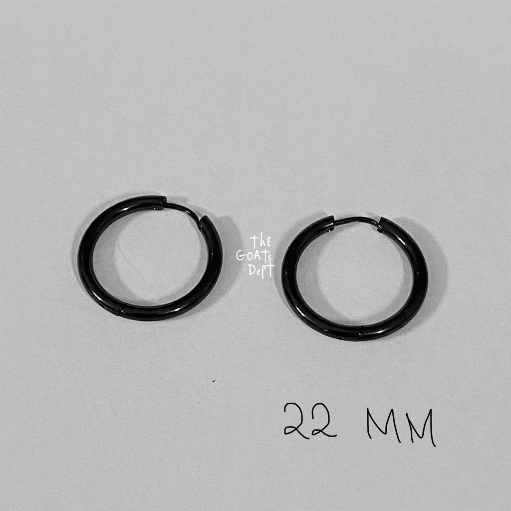 The Goats Dept - Stainless Black Loop Earring / Tgd666 Anting Bulat Hoop Hoops Model Hitam Pria Wani