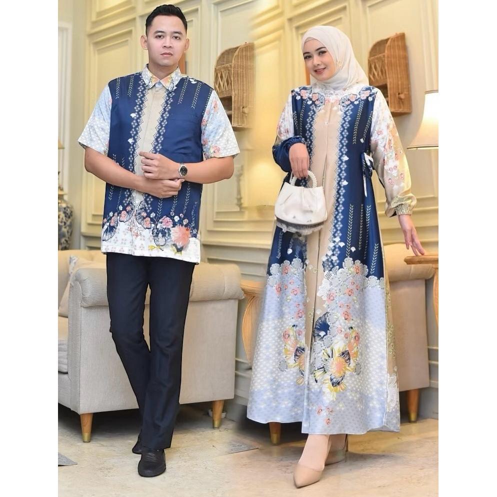 Awet Baju Couple Pasangan Kondangan Gamis Kemeja Silk Couple Lebaran 2025 Couple Jumbo Busui