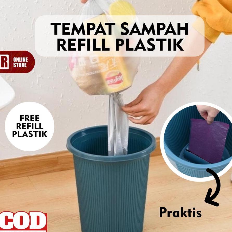 Tong Sampah Portable Dengan Tempat Kantong Plastik Sampah Refill Isi Ulang Roll Gulungan Otomatis