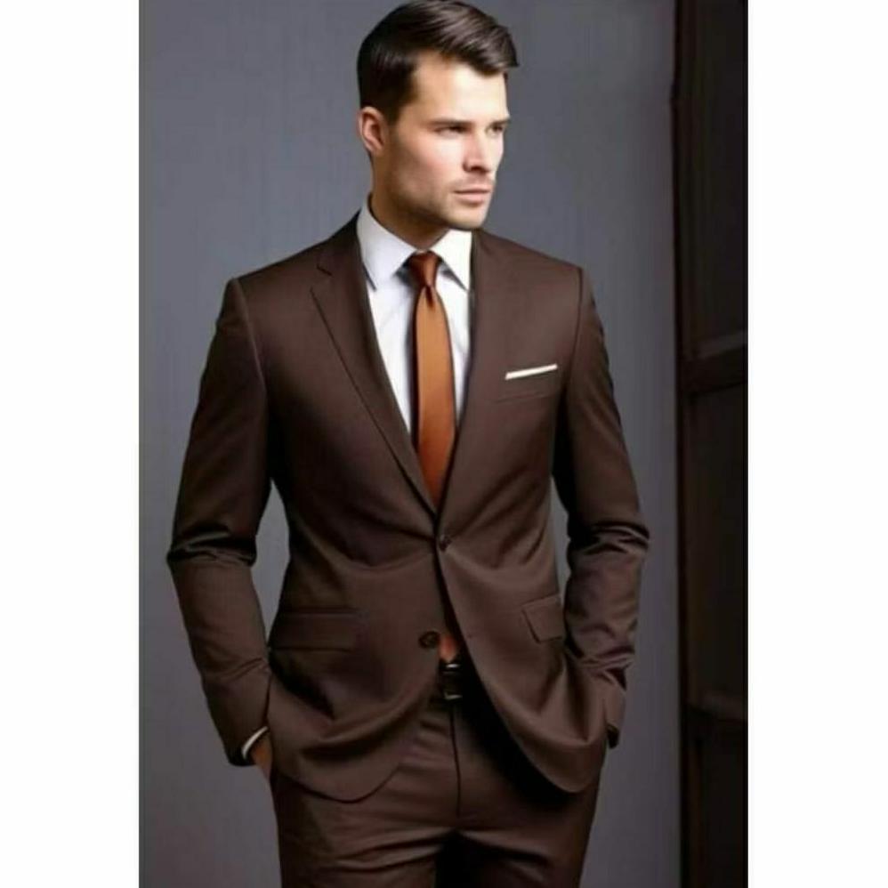 PREMIUM SETELAN JAS PRIA WARNA COKLAT MAHOGANY / JAS BLAZER PRIA FORMAL COKLAT / SETELAN JAS WEDDING