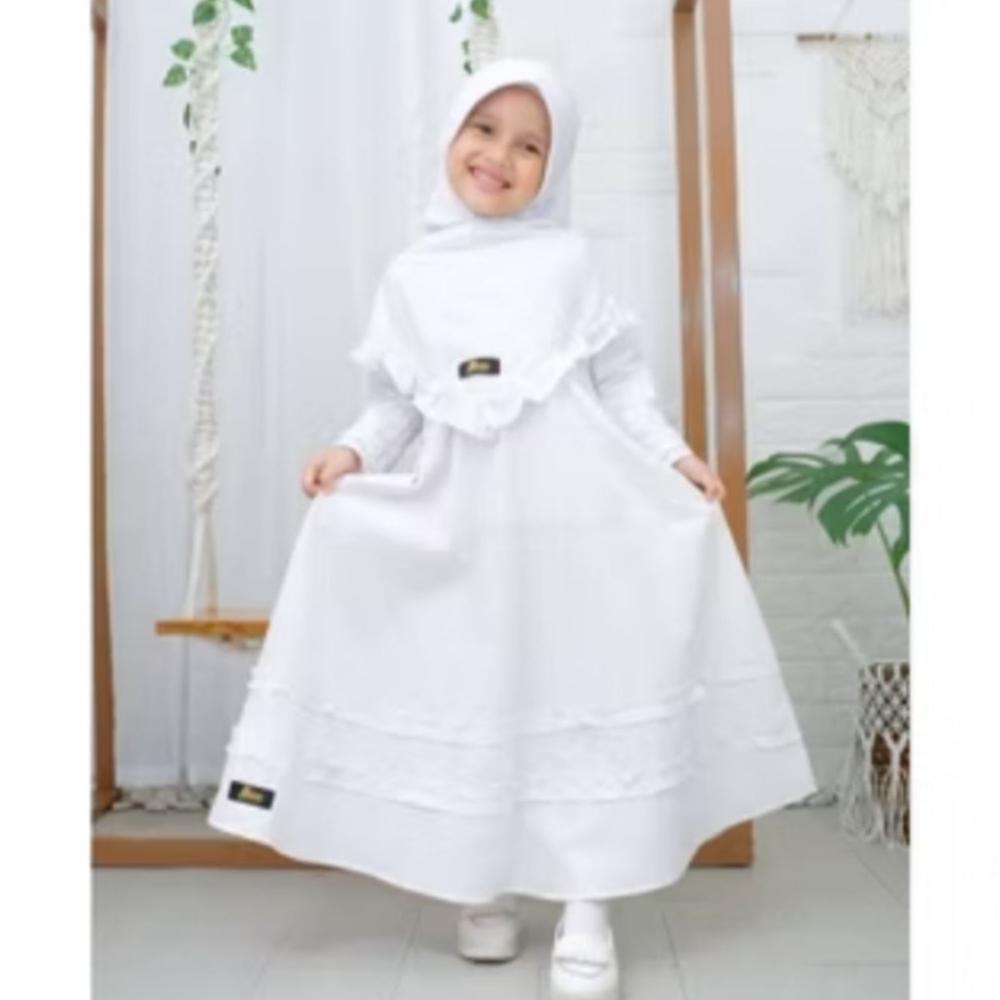 CUCI GUDANG GAMIS ANAK PUTIH GAMIS MANASIK HAJI SET KERUDUNG BAJU MUSLIM ANAK WARNA PUTIH