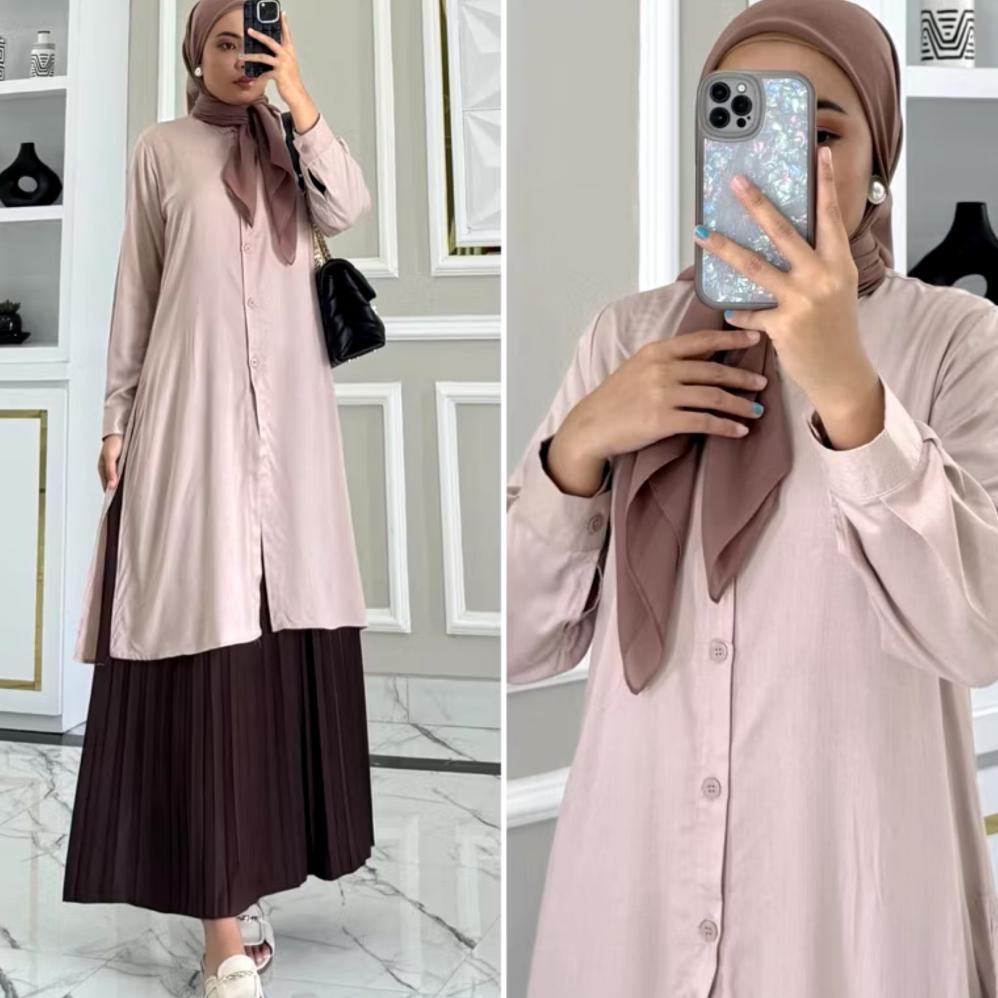 NEW Long Tunic Polosan Wanita Muslimah Kekinian / Long Tunic Jumbo by ORTEGA