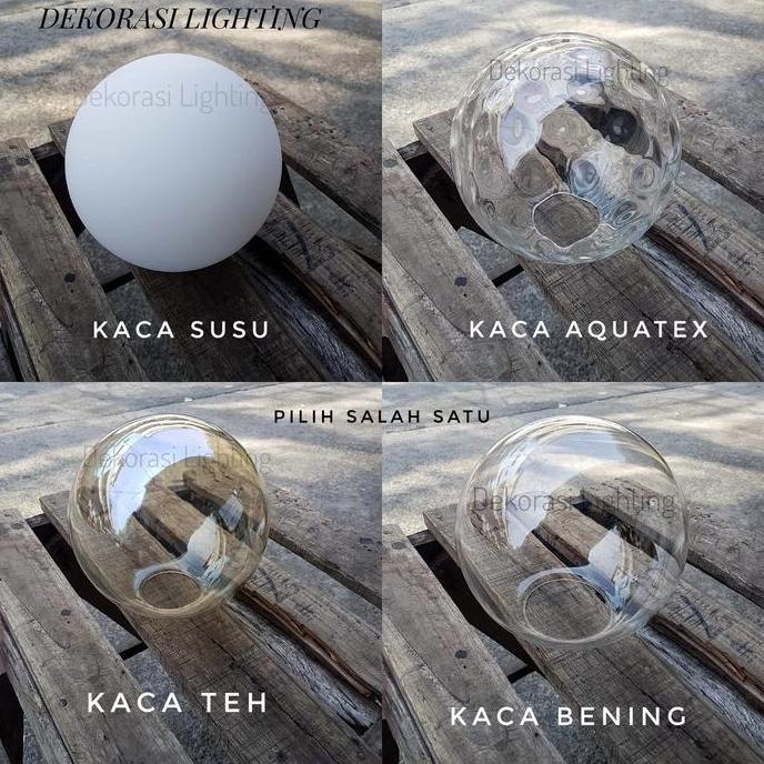 L472 Lampu Gantung Gold Bola Kaca Susu Modern Minimalis Bentuk Oval