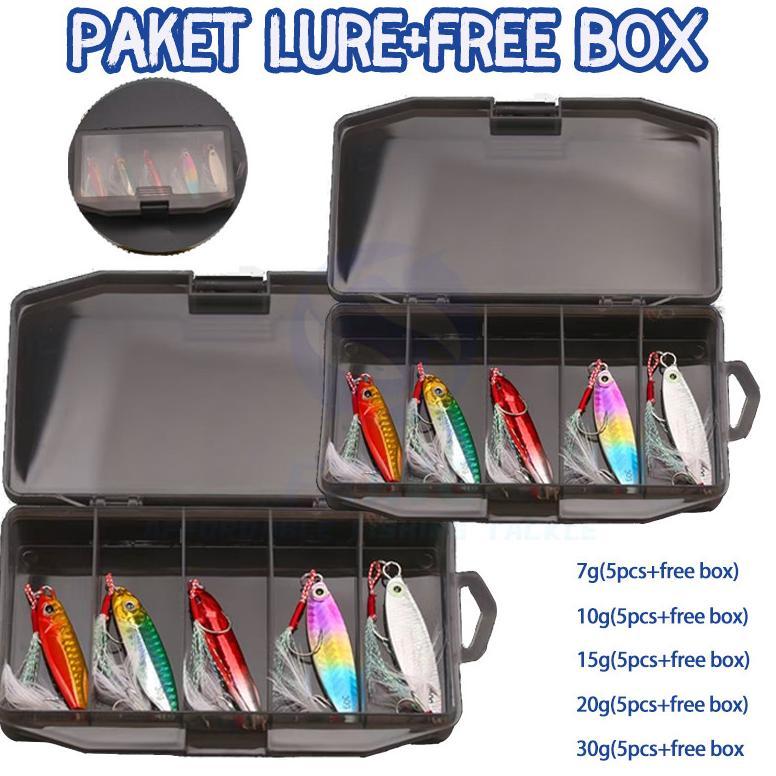 5PCS Set Box 7g/10g/15g/20g/30g  Paket lure casting hampala murah METAL JIG Set Box + box free gantu
