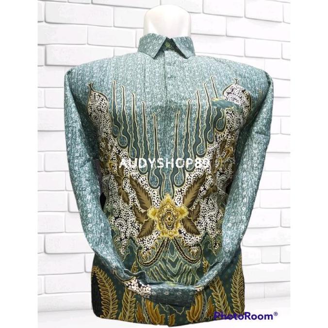 Kemeja batik pria katun primis lapis furing warna hijau wardah