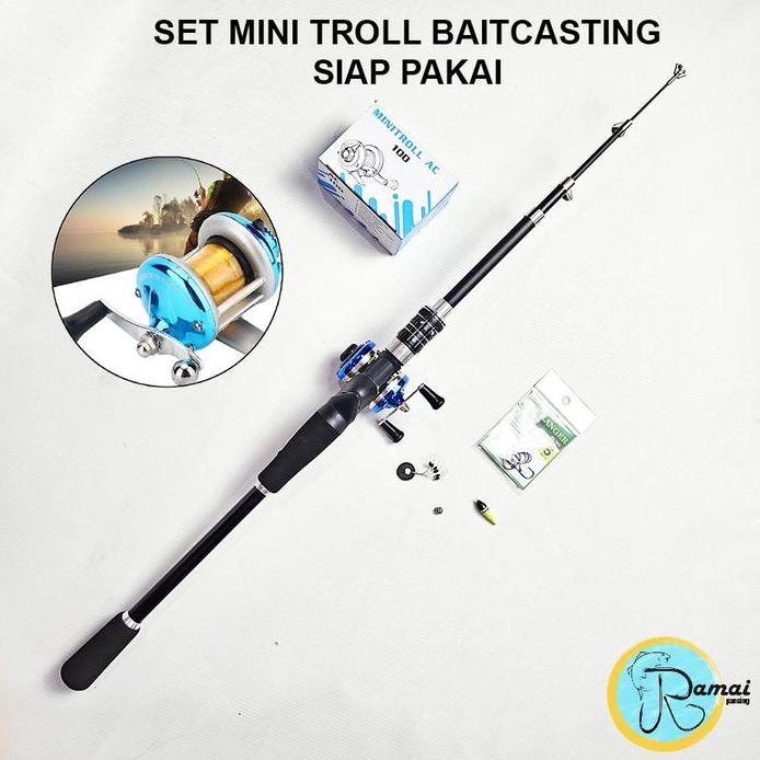 1 Set Alat Pancing Mini Trolling Baitcasting 8-16 Lbs