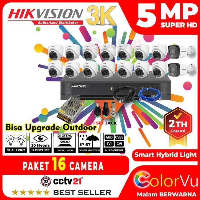 TERLARIS PAKET CCTV HIKVISION 5MP 16 CHANNEL / 16CH CCTV21