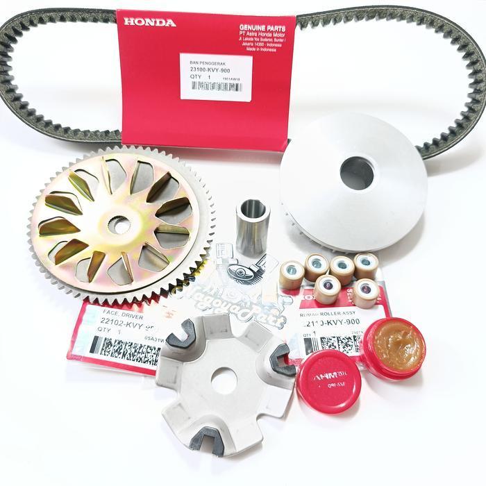 Paket Cvt Van Belt + Rumah Roller Assy Set + Kipas Roller Beat Karbu Scoopy Karbu Spacy Karbu Kvy Mo