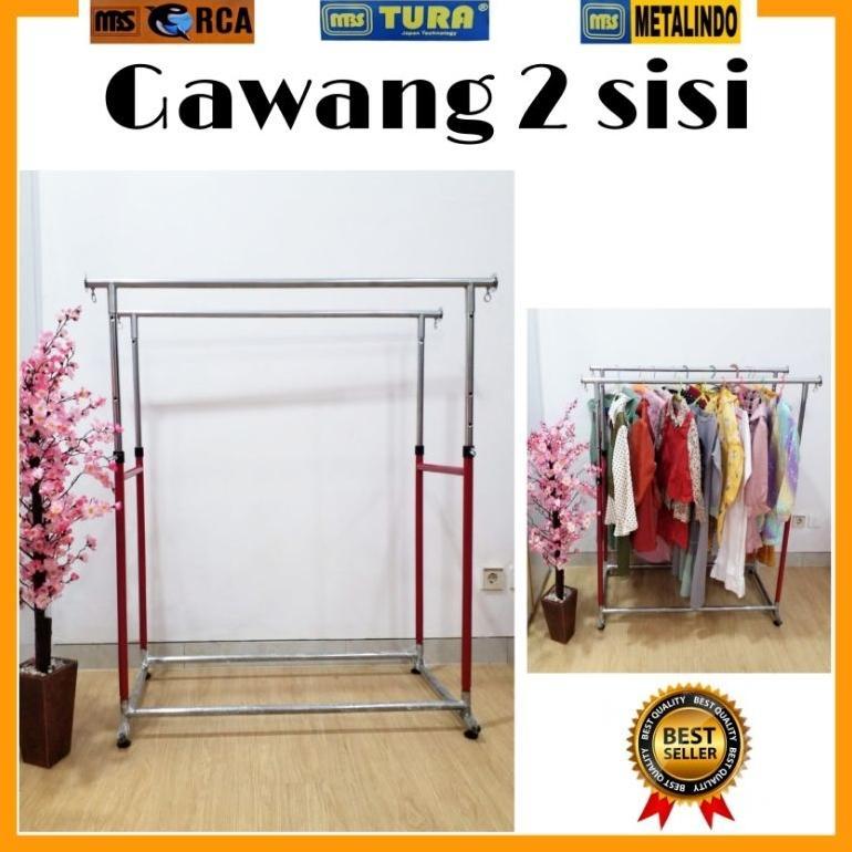 Gawang display 2 sisi Tiang gantungan baju