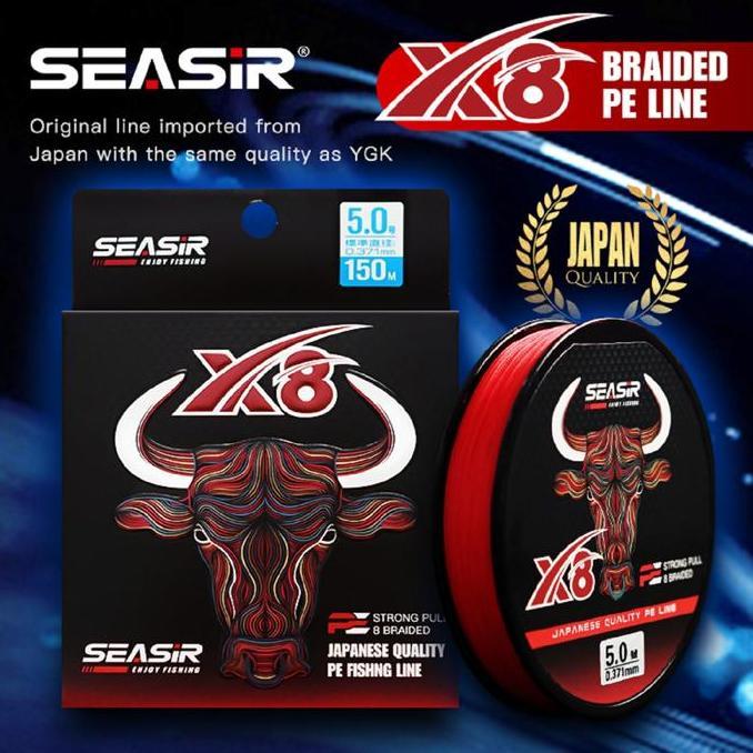 SEASIR Redbull PE X8 Senar Pancing 150 Meter  PE Braided Fishing Lines 8 Untaian Kepang Multifilamen