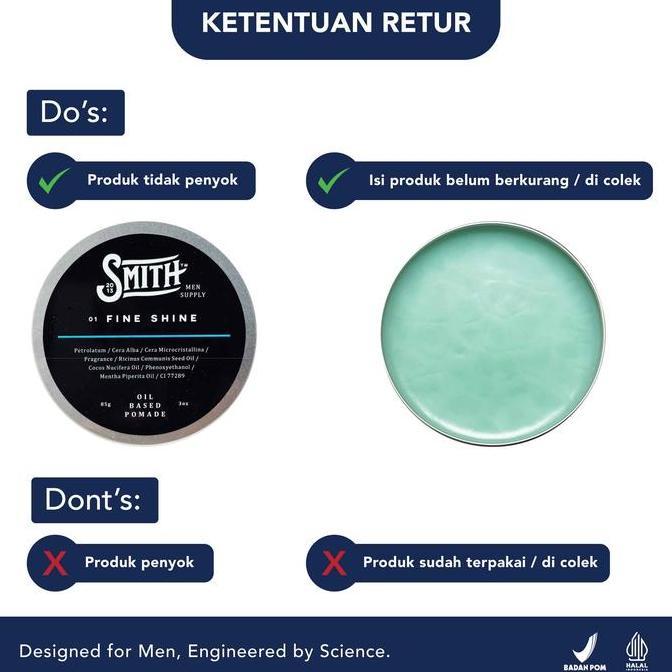 Barubngt- Smith Men Supply - Fine Shine Hair Pomade Oil Based Gr / Minyak Rambut Pria Ngi / Scent Me
