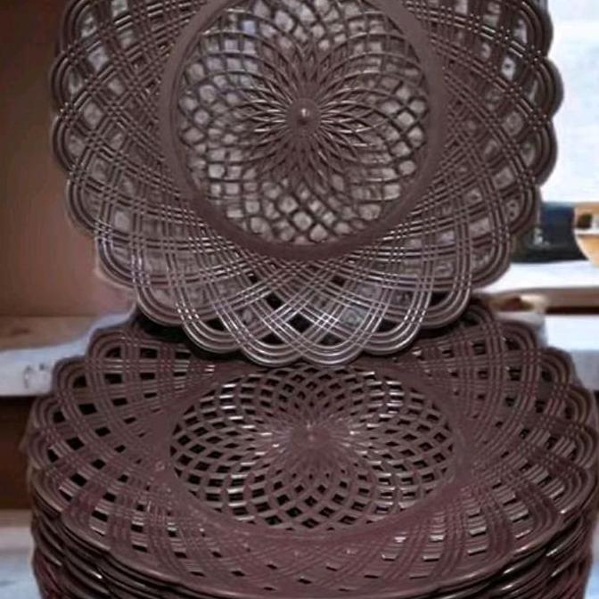 Essen- Piring Rotan Plastik 24Pcs , Piring Plastik Cantik , Piring Plastik , Piring Rotan Plastik Ce