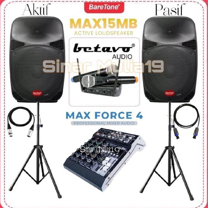 Promo Paket Sound System Karaoke Speaker 15 Inch Baretone ( Active & Passive ) Mixer 4 Ch Baretone 2