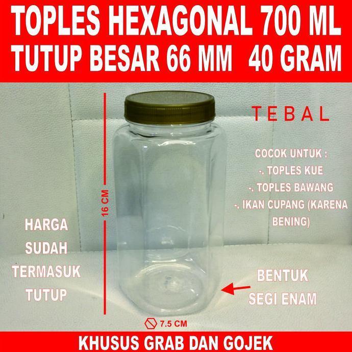 Lansungkirim- Is 70 Pcs Toples Cupang 700 Ml 500 Ml Tebal - Toples Plastik Segi Enam 700 Ml Hexagona