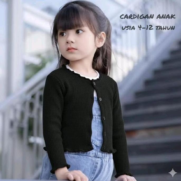 Wakeup- Cardigan Anak Perempuan Untuk Umur 4 -12 Tahun// Korean Waflle Rajut