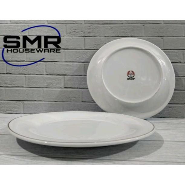 Essen- 3 Set Piring Ceper Besar Keramik List Emas