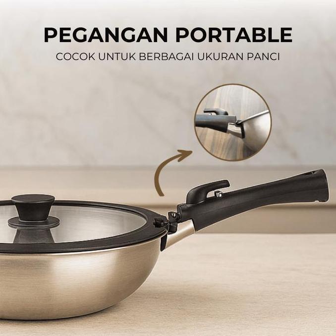 Cookwe- Gagang Panci Wajan Anti Slip Portable Pegangan Pengganti Abs Premium Tahan Panas
