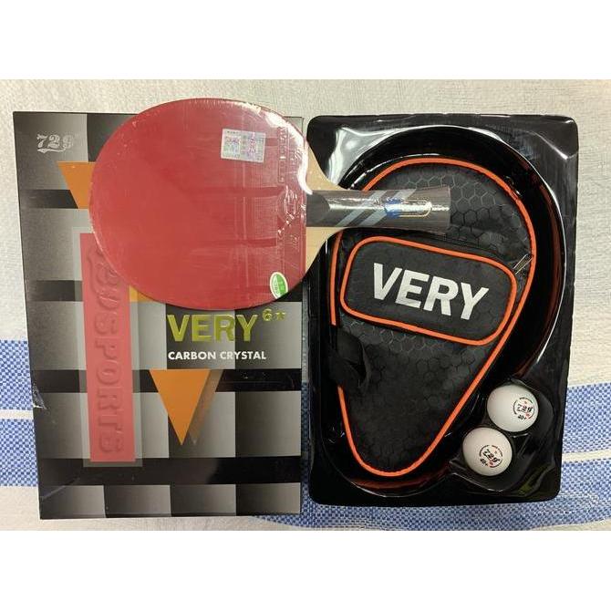 BEBAS ONGKIR - Bet bat Tenis Meja Pingpong 729 Very 6 star Carbon Crystal Original