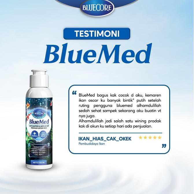 Duniaikanqita- Bluecore Bluemed - Cairan Anti Jamur & Antibiotik Ikan Mengatasi White Spot, Fin Rot,